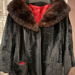 Luxurious Fur Trimmed Black Coat